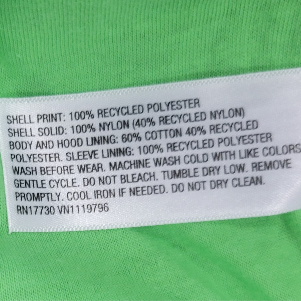 Cat & Jack Windbreak Green Dragon Print 1/2 Ziip Water Resistant Jacket Sz 10/12 - Picture 6 of 7